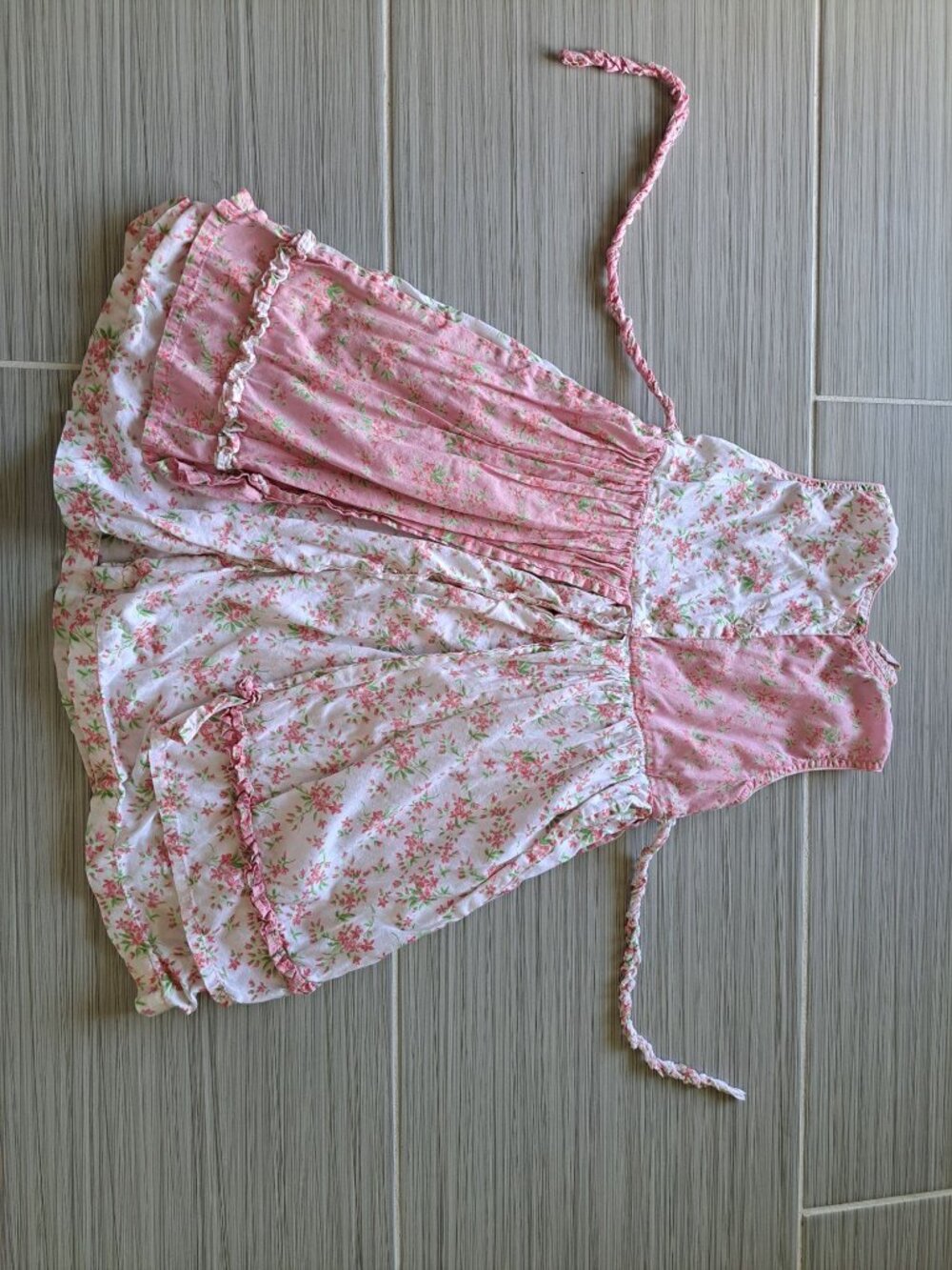 Corneloki Pink Floral Toddler Dress Ruffle Trim Button Size 2 Cotton Cottage - Picture 7 of 11